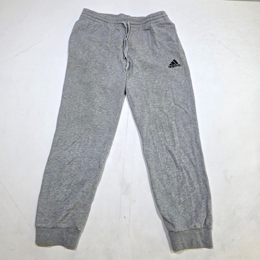 Adidas Sweatpants Mens Large Gray Fleece Joggers Drawstring Athletic Loungewear